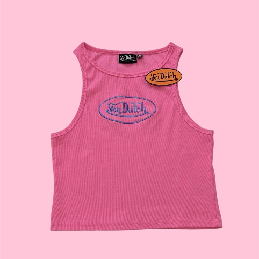 von dutch pink cropped tank top